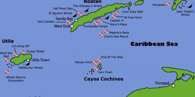 جزائر کی ہونڈوراس کا نقشہ